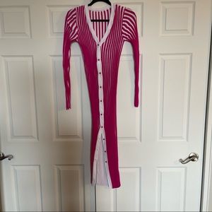 Funky Pink and white button up dress